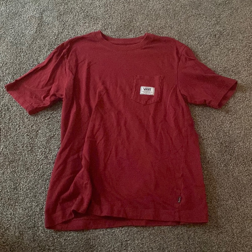 maroon/red vans short sleeve tee shirt